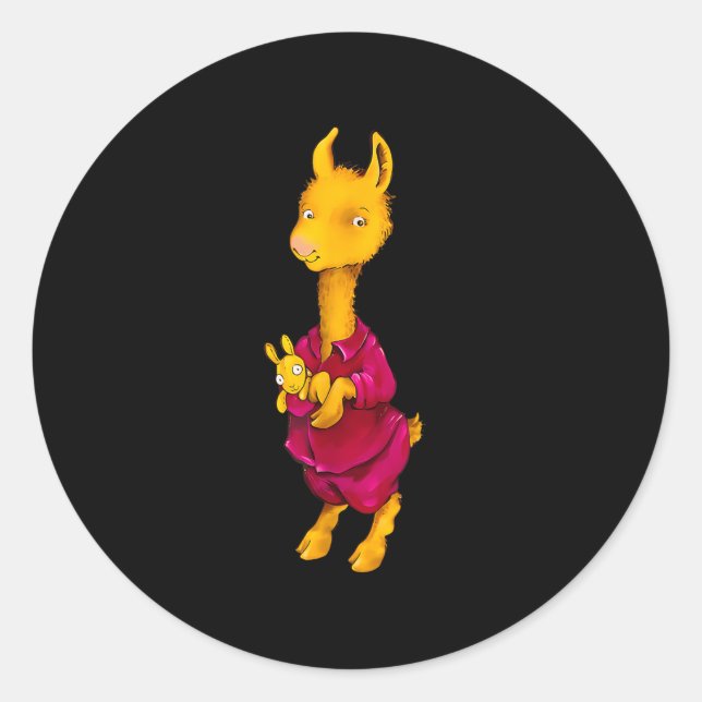 Sticker Rond Pyjama Rouge Llama Pour Enfants (Devant)