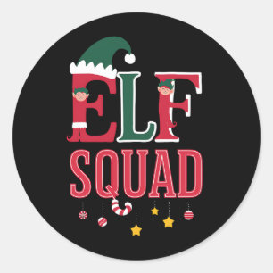 Sticker Rond Pyjamas de Noël assortis pour famille d'elfes Esco