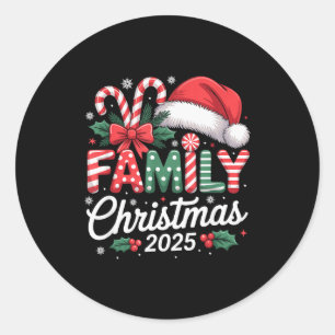 Sticker Rond Pyjamas de Noël assortis pour la famille 2025
