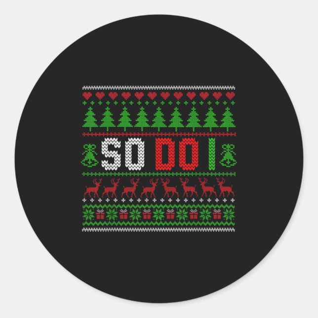 Sticker Rond Pyjamas de Noël - Correspondance de famille - Moi  (Devant)