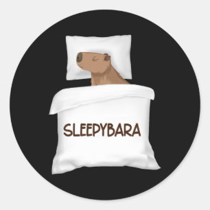 Sticker Rond Pyjamas de nuit de Capybara Officielle Dormir Slee