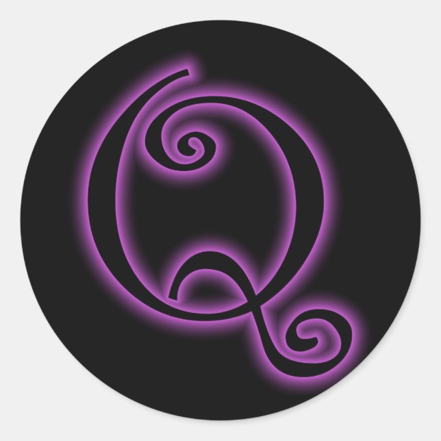 Sticker Rond Q Monogramme Neon pourpre (Devant)