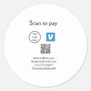 Sticker Rond Q R code venmo scanner pour payer ajouter le logo 