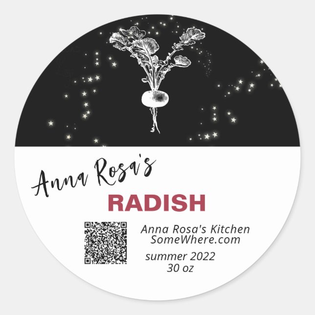 STICKER ROND ~* QR AP30 RADISH - DÉSHYDRATED CANNING FREEZE (Devant)