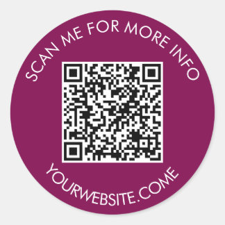 Sticker Rond QR code and custom text round white & wine color