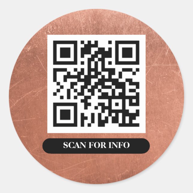 Sticker Rond QR Code Cuivre Bronze Unique Professionnel Chic (Devant)
