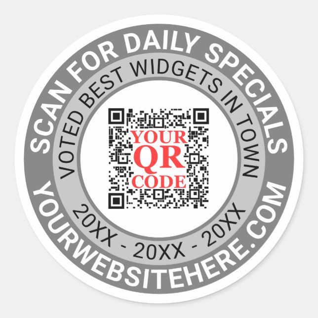 Sticker Rond QR Code Gris Marketing d'entreprise Simple Promo (Devant)