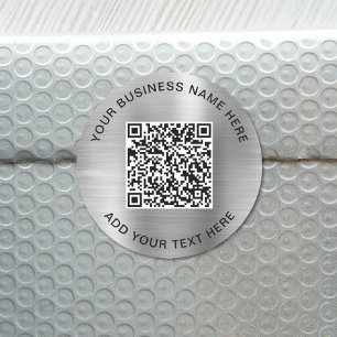 Sticker Rond QR Code or Logo Promotional Silver Classic Round S