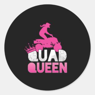 Sticker Rond Quad Queen ATV Rider Girl Maman Mère Offroad Cadea