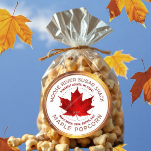 Sticker Rond Qualité A Maple Popcorn Bordure en cuivre Rouge Fe