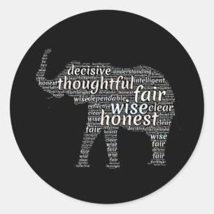 Sticker Rond Qualités d'un nuage de mots d'éléphant