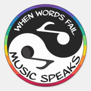 Sticker Rond Quand les mots échouent - La musique parle