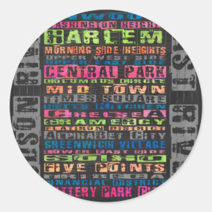 Sticker Rond Quartiers NYC Arc-en-ciel