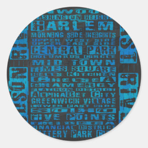 Sticker Rond Quartiers NYC Bleu