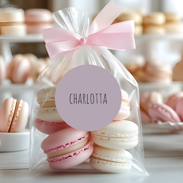 Sticker Rond Quartz rose | Nom personnalisé noir (Créateur téléchargé)