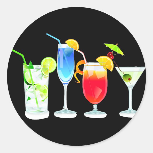 Sticker Rond Quatre cocktails (Devant)