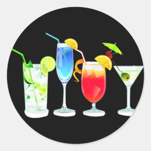 Sticker Rond Quatre cocktails