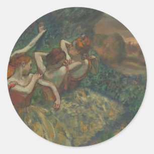 Sticker Rond Quatre Danseuses d'Edgar Degas, Ballet Fine Art