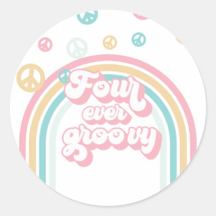 Sticker Rond Quatre Été Rétro Super Arc-en-ciel