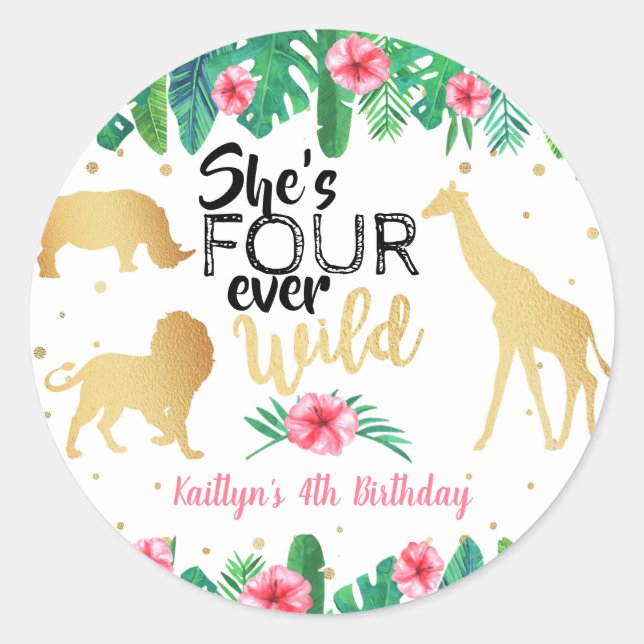 Sticker Rond Quatre Filles toujours sauvages 4e Anniversaire Cl (Devant)