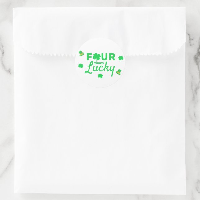 Sticker Rond Quatre fois Lucky 4e anniversaire (Sac)