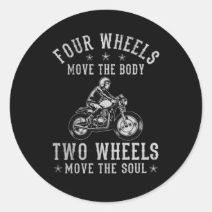 Sticker Rond Quatre Roues Déplacer Corps Deux Soul Motorcyclist