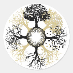 Sticker Rond Quatre saisons d'arbre