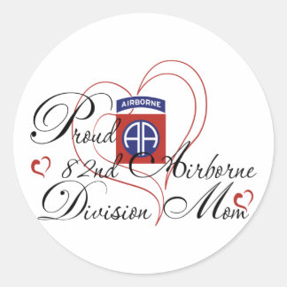 Sticker Rond Quatre-vingt-deuxième coeur aéroporté fier de