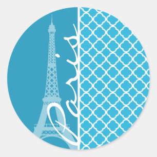 Sticker Rond Quatrefoil Cérulean