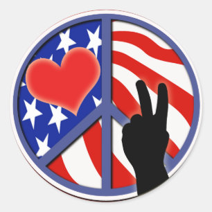Sticker Rond Quatrième de l'amour Etats-Unis de paix de juille