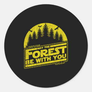 Sticker Rond Que La Forêt Soit Avec Vous Nature Jaune Été Ca