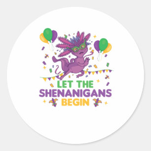 Sticker Rond Que Les Shenanigans Commencent Mardi Gras Axolotl