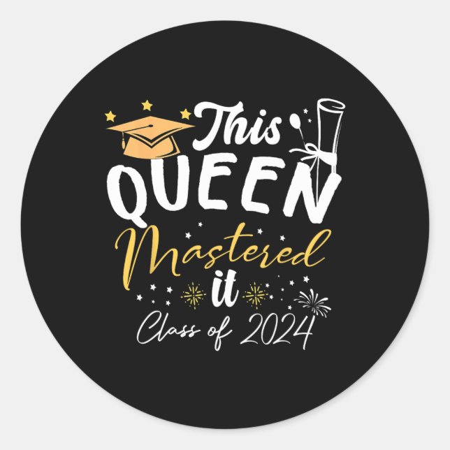 Sticker Rond Queen Mastered It Cl De 2024 Masters Graduation (Devant)