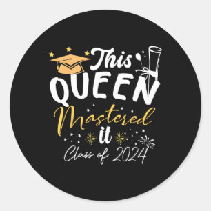 Sticker Rond Queen Mastered It Cl De 2024 Masters Graduation