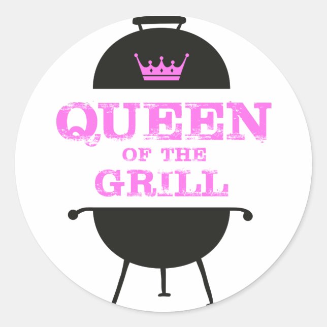 Sticker Rond Queen Of The Grill, Couronne Rose (Devant)