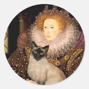 Sticker Rond Queen Seal Point Chat siamois