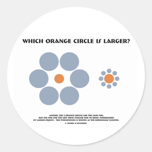 Sticker Rond Quel Cercle Orange Est Le Plus Grand ? (Illusion o (Devant)
