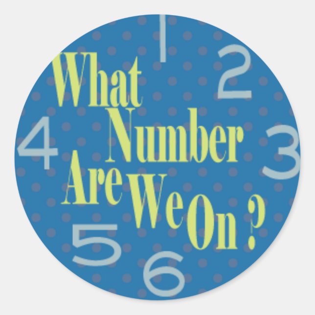 Sticker Rond quel nombre sommes-nous en bleu avec des chiffres (Devant)