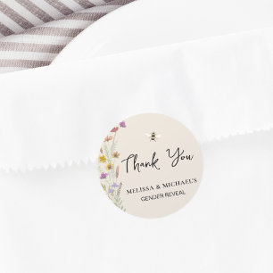 Sticker Rond Quelle révélation de sexe de bébé abeille Merci