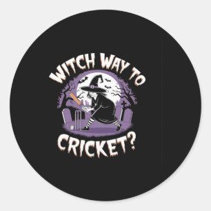 Sticker Rond Quelle voie vers le cricket drôle d'Halloween Spor