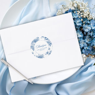 Sticker Rond Quelque chose de bleu, chinoiserie bleue, douche d