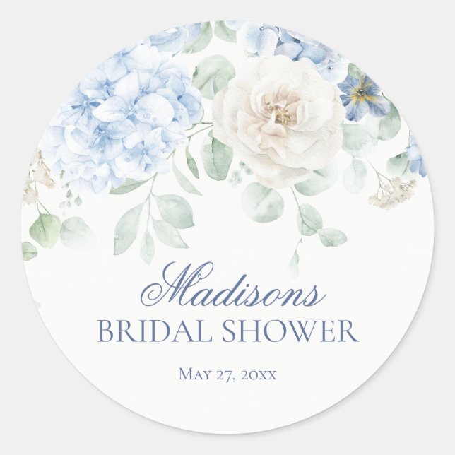Sticker Rond Quelque chose de bleu floral Hydrangea Invitation  (Devant)