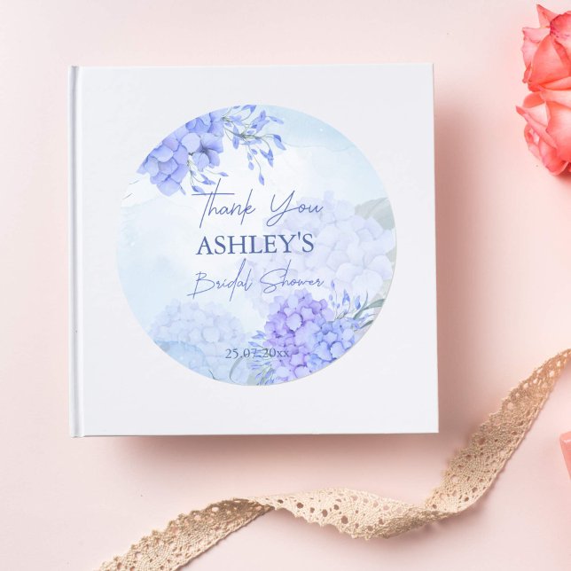 Sticker Rond Quelque chose d'élégant hydrangeas bleu shower de  (Something blue bridal shower thank you favor stickers bridal shower favor gift stickers hydrangeas)