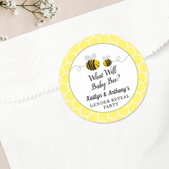 Sticker Rond Qu'est-ce que Baby Bee Genre Revela Party (Créateur téléchargé)