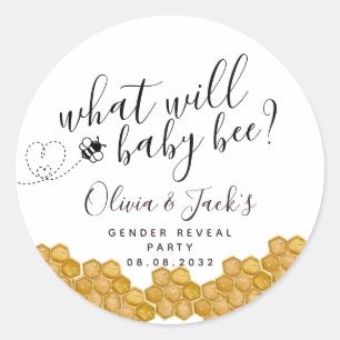 Sticker Rond Qu'est-ce que Baby Bee Genre Revela Party