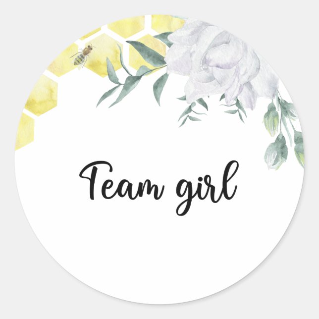 Sticker Rond Qu'est-ce que la petite fille de l'équipe d'abeill (Devant)