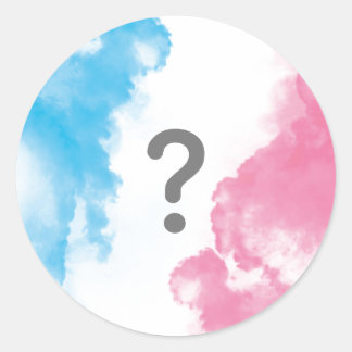 Sticker Rond Question Mark Bébé Genre Révéler Fumée Bleu rose