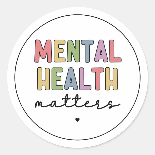 Sticker Rond Questions de santé mentale | Sensibilisation à la  (Devant)