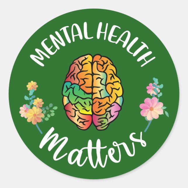 Sticker Rond Questions de santé mentale | Sensibilisation à la  (Devant)