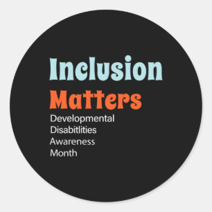 Sticker Rond Questions d'inclusion Déficience du développement